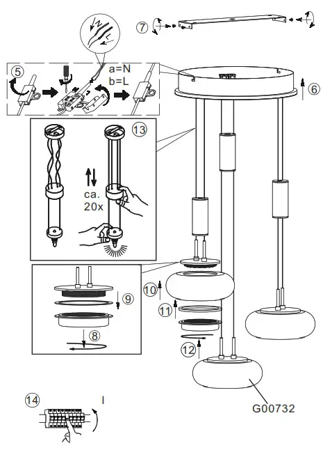 Paul Neuhaus 2078-55 LED Pendant Light- electrical connection