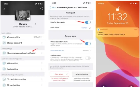 Motion Detection and Push Alert Message to Phone