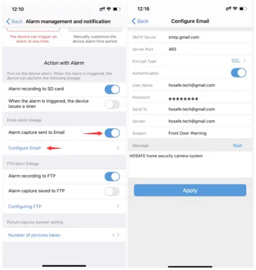 Actions when detect a motion