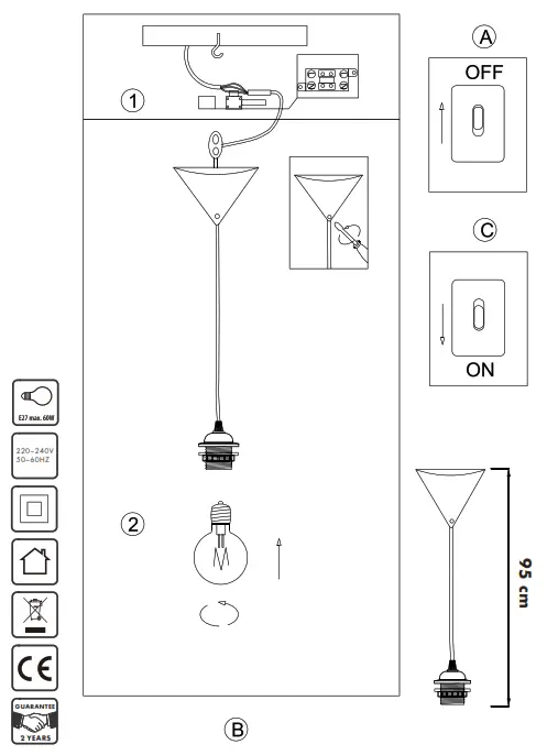 QAZQA Pendant HL 80 E27