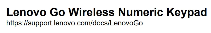 Lenovo 4Y41C33791 Go Wireless Numeric Keypad Instruction Manual