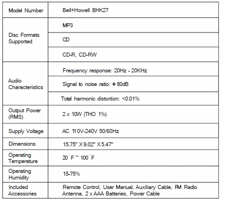 BELL-HOWEL-BHK27-High-Definition-Music-System-w-CD-Player-&amp-T-2