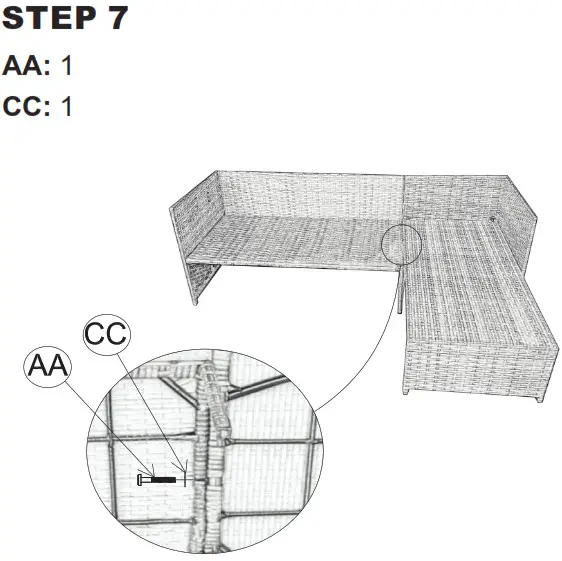 Sunnydaze Longford Resin Wicker Chaise Sofa - Step 7