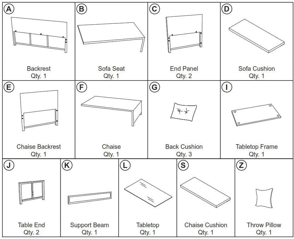 Sunnydaze Longford Resin Wicker Chaise Sofa - packaing materials
