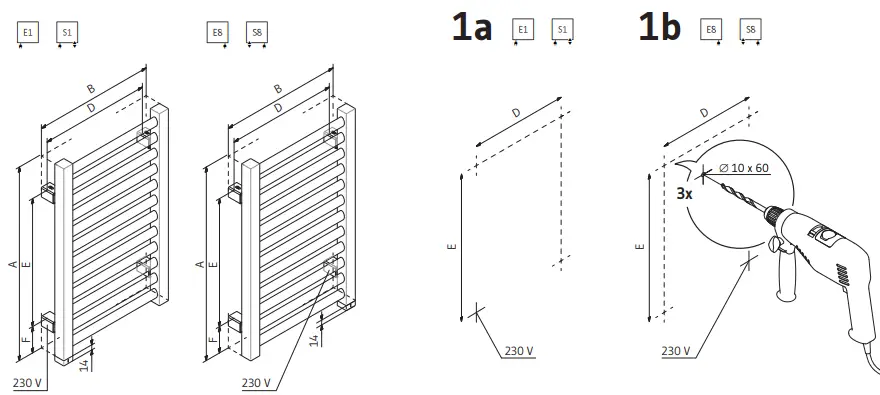TERMA 2046BTU Warp T One Electric Towel Rail- (3)
