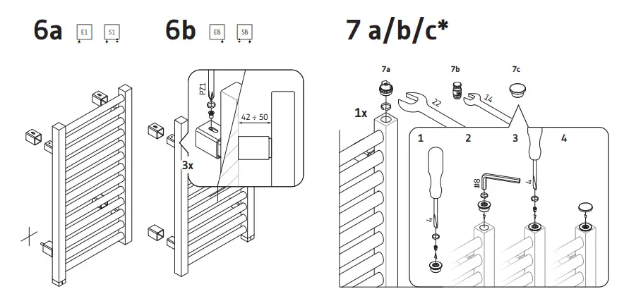 TERMA 2046BTU Warp T One Electric Towel Rail- (6)