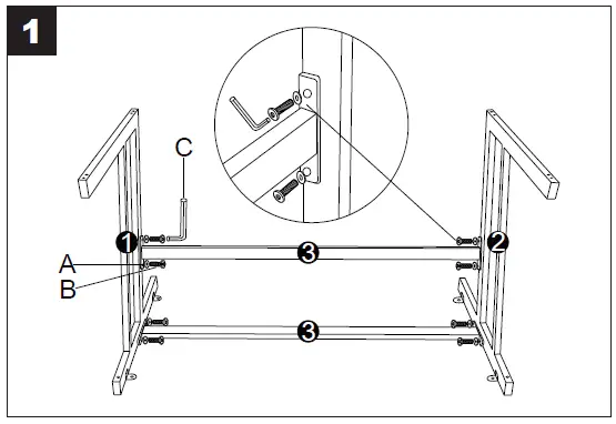 HONEY JOY TOPB004969 Z-Shaped Rectangular Blue Ergonomic Computer Desk-3