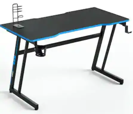 HONEY JOY TOPB004969 Z-Shaped Rectangular Blue Ergonomic Computer Desk