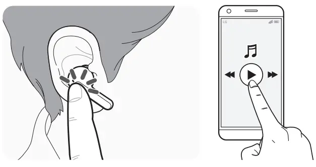 LG TONE Free HBS-FN7 Bluetooth Stereo Headset - Playing Music