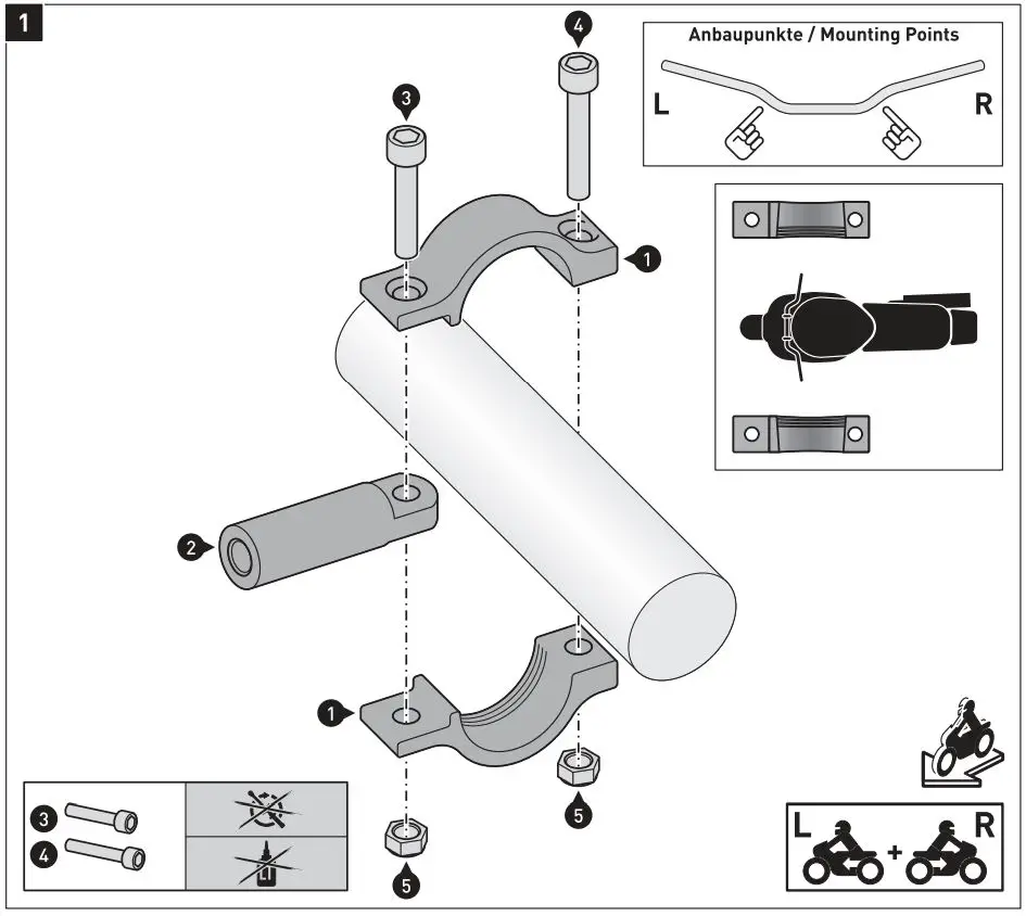 SW-MOTECH HPR.00.220.82500 B BBSTORM Handguard Kit Black Triumph Tiger 1200 Instruction Manual - Mounting