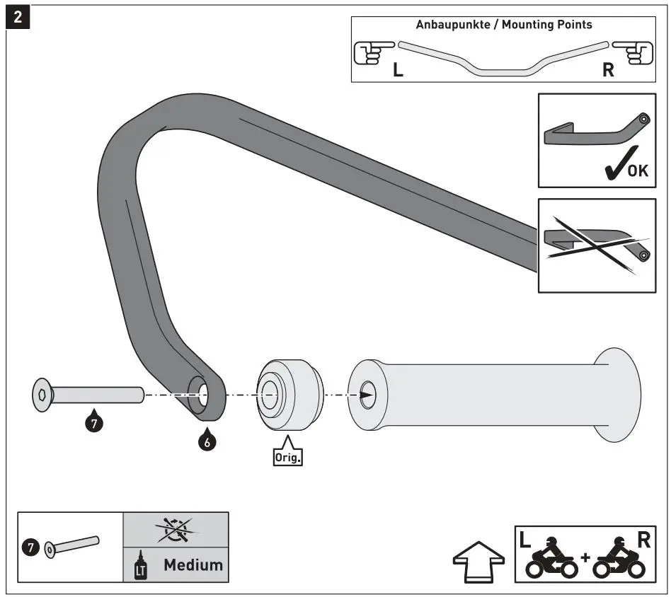SW-MOTECH HPR.00.220.82500 B BBSTORM Handguard Kit Black Triumph Tiger 1200 Instruction Manual - Mounting
