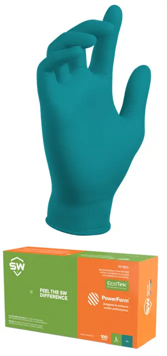 SW Safety PF 95TL Teal 5.0mil BNE Gloves 100ctM - BIODEGRADABLE