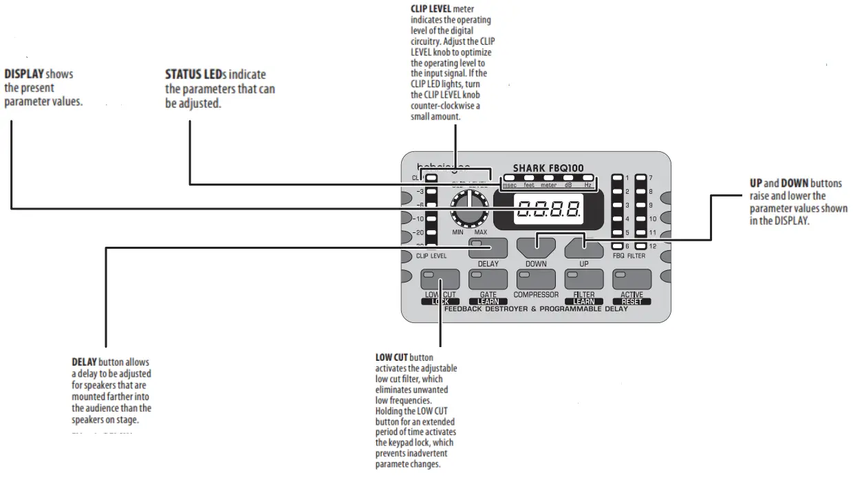 behringer FBQ100 Shark Automatic Feedback Destroyer - SHARK FBQ100 Hook-uc -fig
