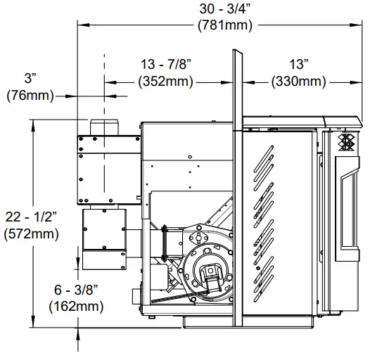 Gfi55-2 Fireplace Pellet Insert With Top Vent Adaptor