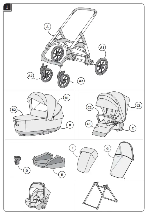 Inglesina Aptica XT System Quattro with Infant Car Seat Darwin - Fig1