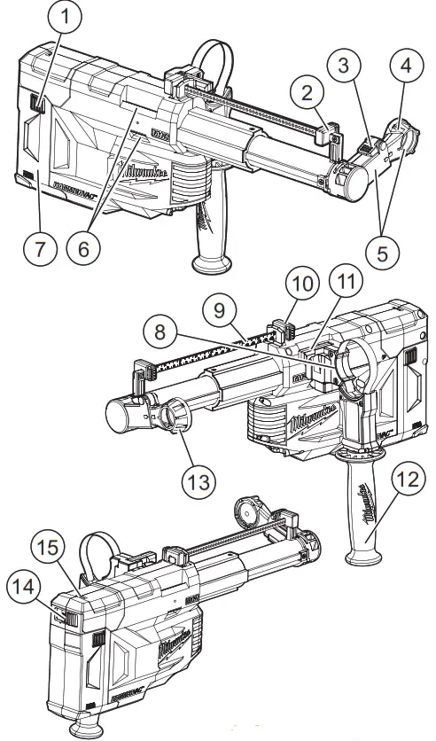 milwaukee M12 UDEL Hammervac M12 Universal Dust Extractor - FUNCTIONAL DESCRIPTION