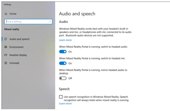 HP Reverb G2 Virtual Reality Headset - Audio and speech