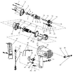 CHICAGO ELECTRIC 61173 inch Electric Impact Wrench - assembly Diagram