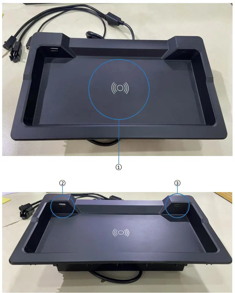 Man Wah Furniture Mfg WPS0C10063 Black Trapezoid Wireless Charging-