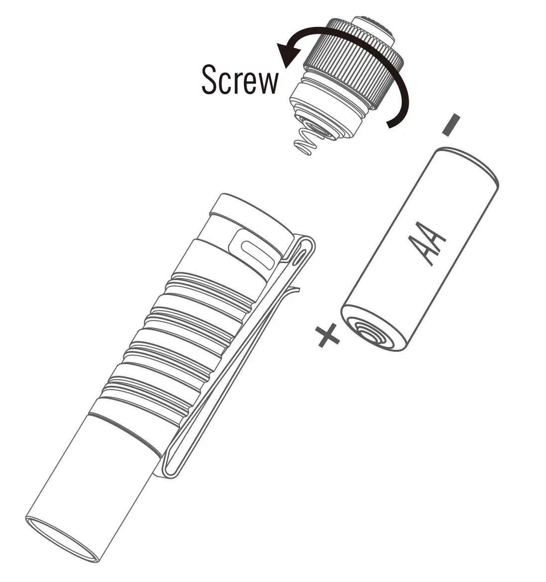 OLIGHT i5T EoS 300 Lumens Slim EDC Flashlight - BATTERY INSTALLATION