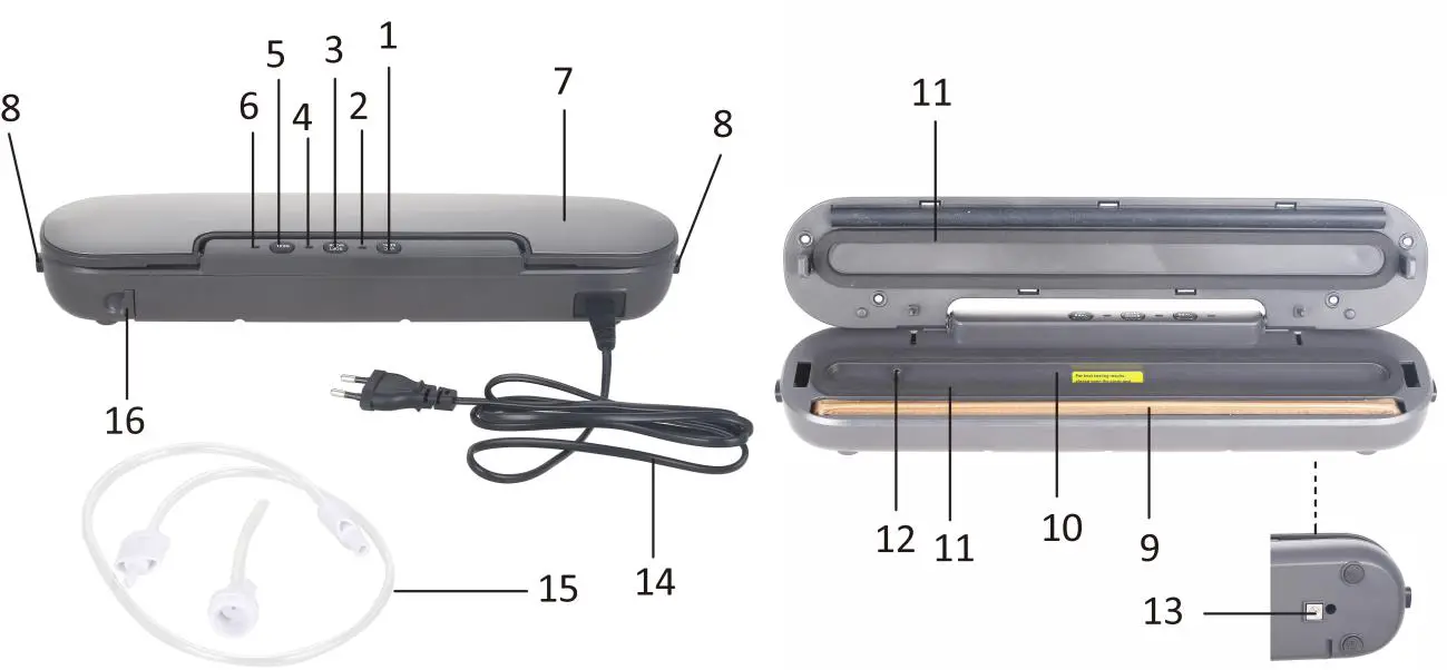 emerio VS 123947 1 Vacuum Sealer- PARTS DESCRIPTION