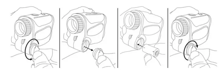 CARSON RF-650 LITEI.LIRYE 650 Yard Rangefinder Instructions - INSERTING THE BATTERY