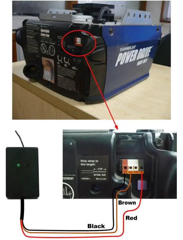 Topens Universal External Receiver - Connect the external receiver to CHAMBERLAIN garage door opener