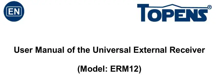 graphical user interface, textTopens Universal External Receiver User Manual