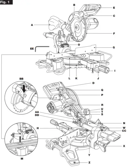 trend T18S MS184S2 184mm 18V 5 0Ah Li Ion TXLi Cordless Double Bevel Mitre Saw - fig