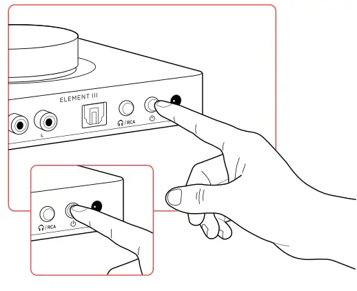 JDS Labs ELEMENT III Headphone Amplifier amp USB DAC - Power button