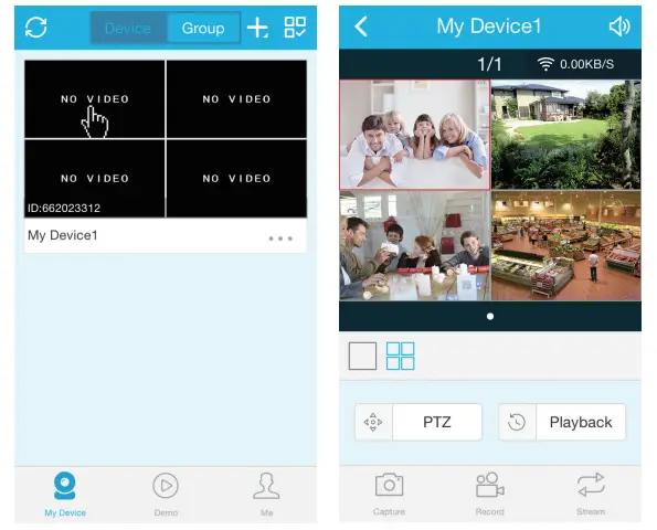 Live view of the cameras