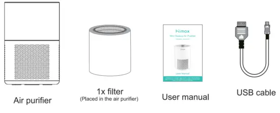 Himox H07 Mini Desktop Air Purifier - box