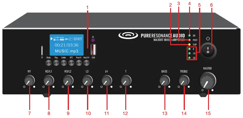 PURE RESONANCE AUDIO MA30BT Mixer Amplifier 1