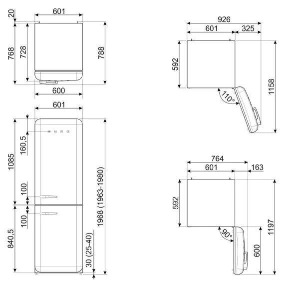 smeg FAB32RWH5UK Large Appliances Refrigerator - fig