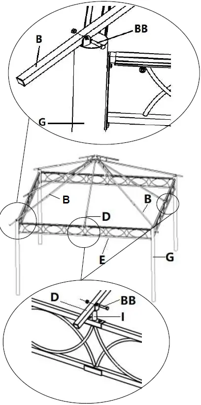 HAMPTON BAY SY21020501A-C 10.5’ X 10.5’ Soft Top Gazebo 12