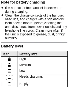 Note for battery charging