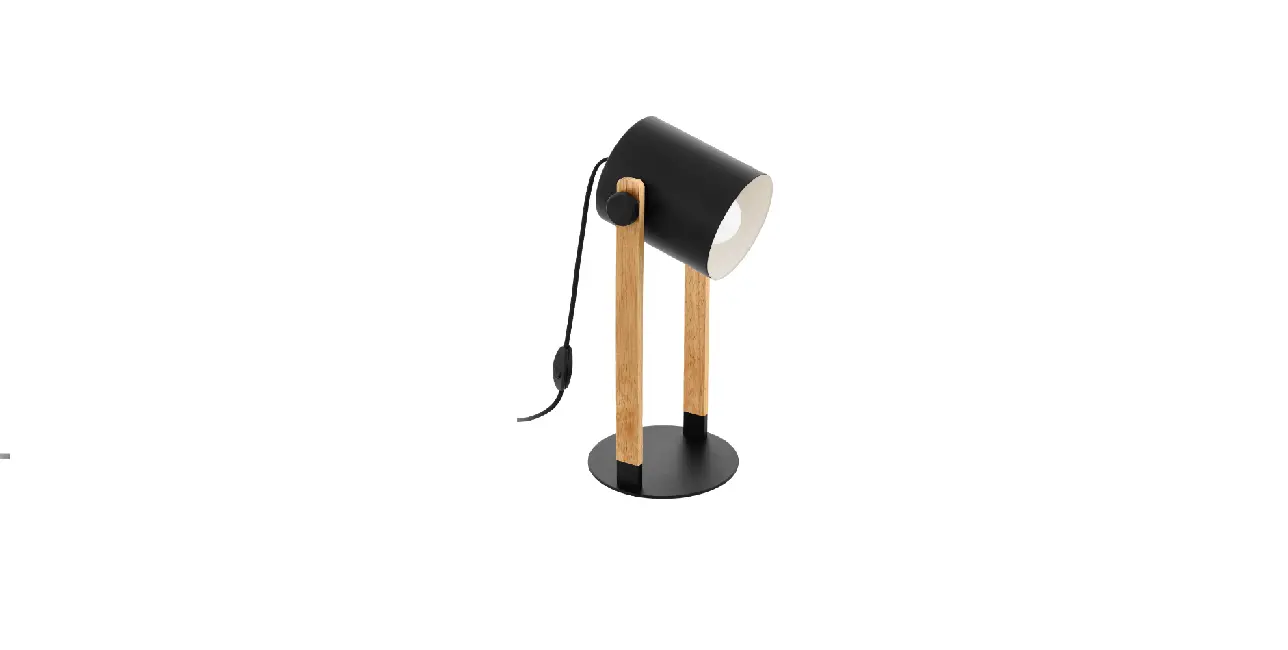 Leuchtendirekt Led Table Lamp, Black, Cord Switch, Wood Look, Industrial Design, Table Lamp Instructions