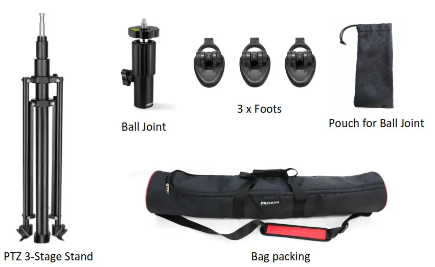 PROAIM STD PTZ 01 3 Stage PTZ Camera Support Stand - fig