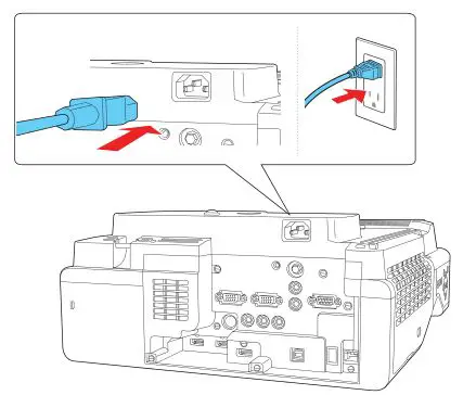 PowerLite EB-720-EB-725W Projector - Make sure the power cord is connected and plugged into an electrical outlet
