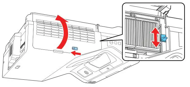 PowerLite EB-720-EB-725W Projector - slide the switch on the side of the projector