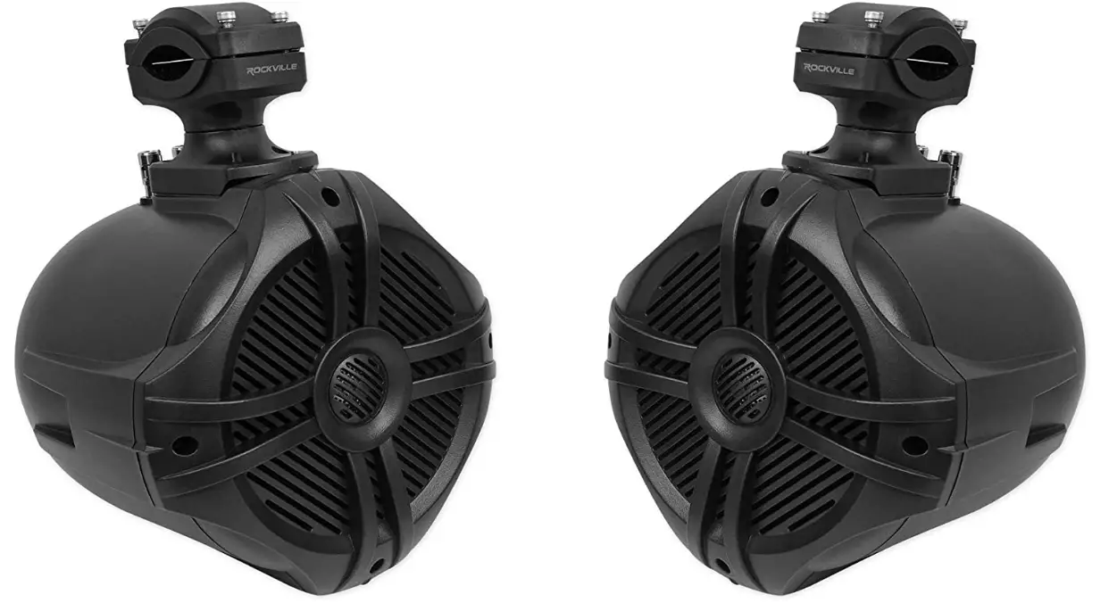 Pair Rockville RWB70B Black 6.5 250w Marine Wakeboard 360° Swivel Tower Speakers