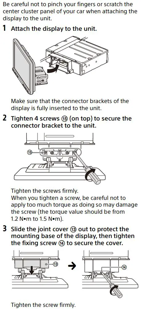 SONY XAV-AX8150 AV Receiver Instruction Manual - Attaching the display to the unit