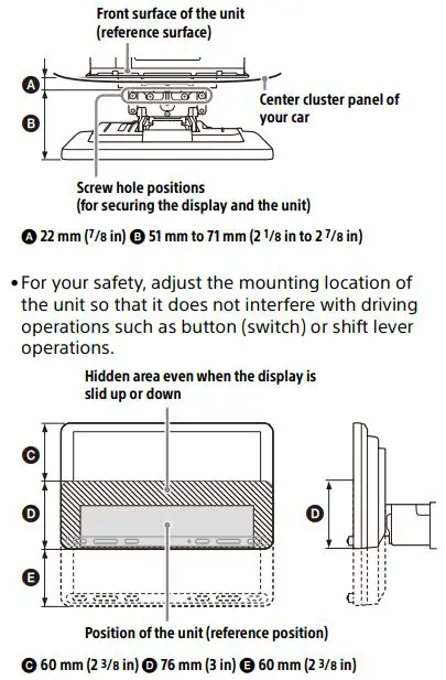 SONY XAV-AX8150 AV Receiver Instruction Manual - Ensuring the mounting location of the unit