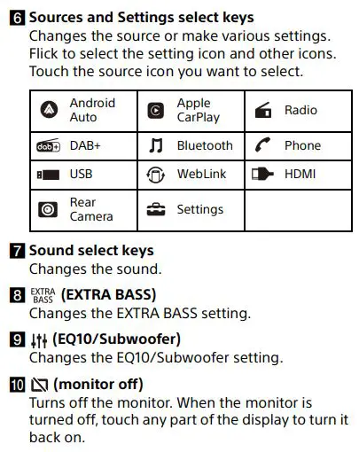 SONY XAV-AX8150 AV Receiver Instruction Manual - Screen Displays