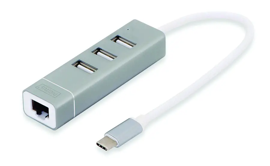 DIGITUS USB Type-C 2.0 3-Port HUB & LAN Adapter