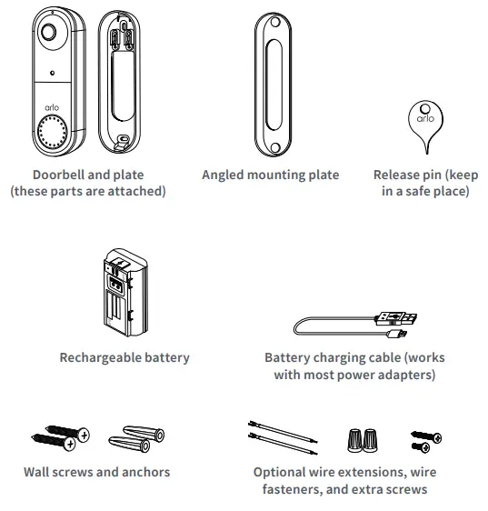 arlo AVD2001B-100AUS Essential Wire-Free Video Doorbell - What’s in the box