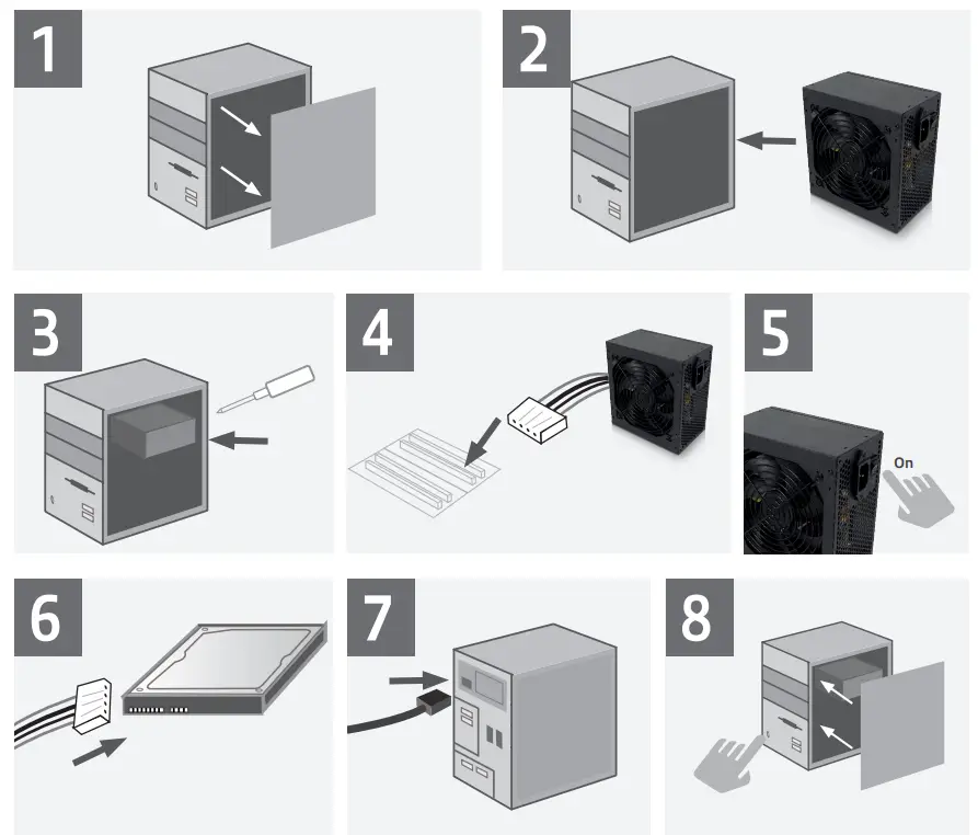 EMINET EM3908 ATX Replacement PC 600W Power Supply