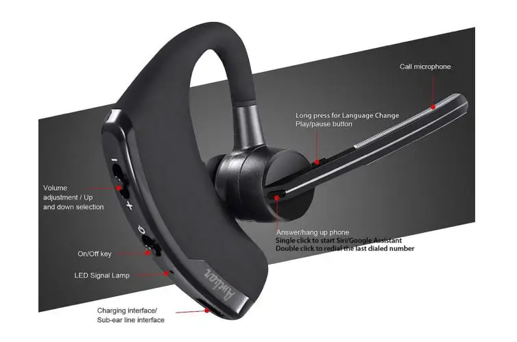Amber EP02 Bluetooth Headset - Functions of all Keys Buttons