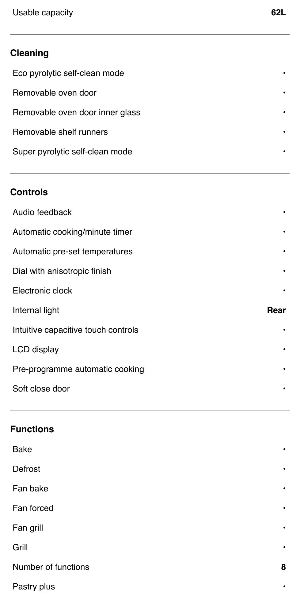 Haier HWO60S8EPX2 Oven 60cm 8 Function - SPECIFICATIONS 2