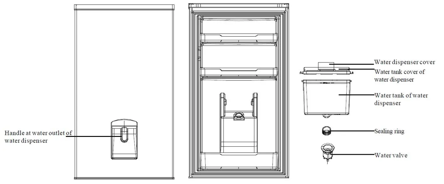 CANDY HD-359RWEN 271L Bottom Mounted Refrigerator Freezer - DISPENSER